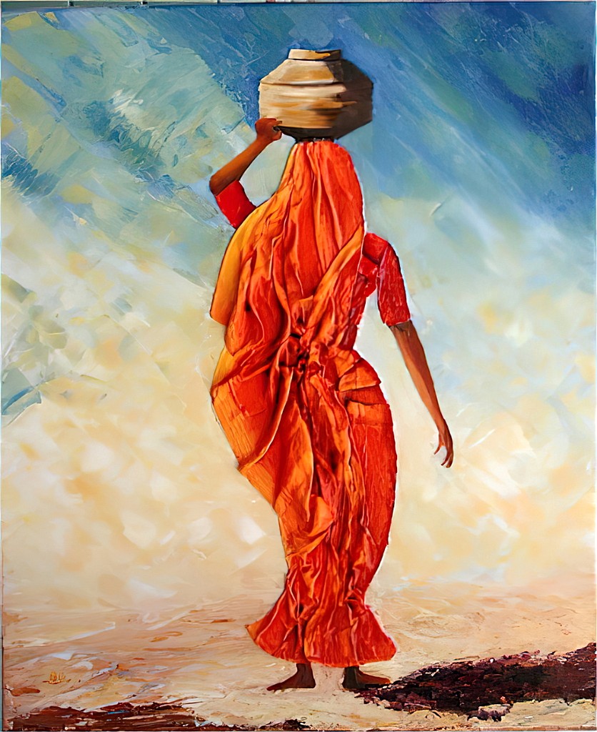 2002 11-Paanee.jpg - Année 2002 - 65 x 50 cm  Tissu collé, huile au pinceau et au couteau sur toile